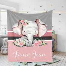 Load image into Gallery viewer, Personalized Name Fleece Blanket - Elephant33