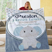 Load image into Gallery viewer, Personalized Name Fleece Blanket - Elephant30