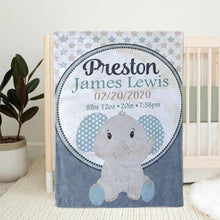 Load image into Gallery viewer, Personalized Name Fleece Blanket - Elephant30