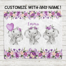 Load image into Gallery viewer, Personalized Name Fleece Blanket 19-Elephant