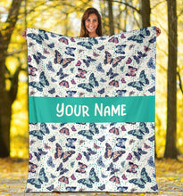 Load image into Gallery viewer, Custom Name Fleece Butterfly Blanket