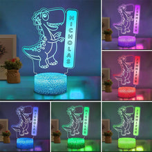 Load image into Gallery viewer, Custom Dinosaur Night Lights with Name / 7 Color Changing LED Lamp 10