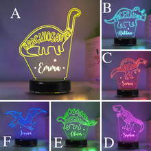 Load image into Gallery viewer, Custom Dinosaur Children's Night Lights with Name / 7 Color Changing LED Lamp 02
