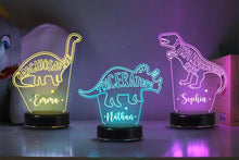Load image into Gallery viewer, Custom Dinosaur Children's Night Lights with Name / 7 Color Changing LED Lamp 02