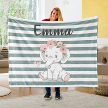 Load image into Gallery viewer, Personalized Baby Elephant Fleece Blanket I01