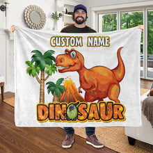 Load image into Gallery viewer, Custom Name Fleece Blanket Dinosaur II01