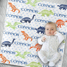 Load image into Gallery viewer, Personalized Name Fleece Blanket VIII 35-Dinosaur