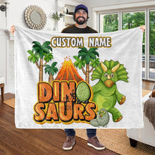Load image into Gallery viewer, Custom Name Fleece Blanket Dinosaur II01