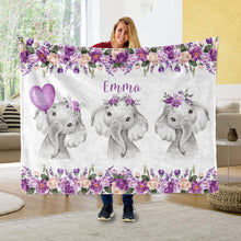 Load image into Gallery viewer, Personalized Name Fleece Blanket 19-Elephant