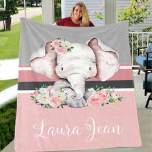 Load image into Gallery viewer, Personalized Name Fleece Blanket - Elephant33