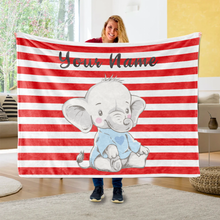 Load image into Gallery viewer, Personalized Baby Elephant Fleece Blanket I04