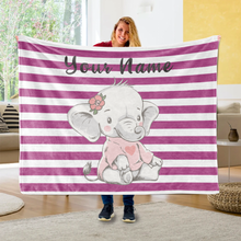Load image into Gallery viewer, Personalized Baby Elephant Fleece Blanket I03