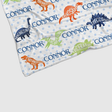 Load image into Gallery viewer, Personalized Name Fleece Blanket VIII 35-Dinosaur