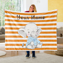 Load image into Gallery viewer, Personalized Baby Elephant Fleece Blanket I04