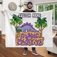 Load image into Gallery viewer, Custom Name Fleece Blanket Dinosaur II01