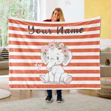 Load image into Gallery viewer, Personalized Baby Elephant Fleece Blanket I01