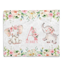 Load image into Gallery viewer, Personalized Name Fleece Blanket 20-Elephant