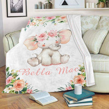 Load image into Gallery viewer, Personalized Name Fleece Blanket 15-Elephant