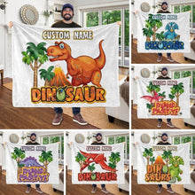 Load image into Gallery viewer, Custom Name Fleece Blanket Dinosaur II01