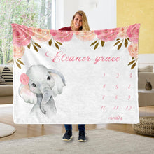 Load image into Gallery viewer, Personalized Name Fleece Blanket 18-Elephant