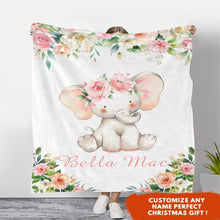 Load image into Gallery viewer, Personalized Name Fleece Blanket 15-Elephant