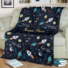 Load image into Gallery viewer, Custom Name Fleece Cartoon Blanket I18 - Space