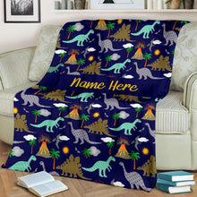 Load image into Gallery viewer, Custom Name Fleece Cartoon Blanket I15 - Dinosaur