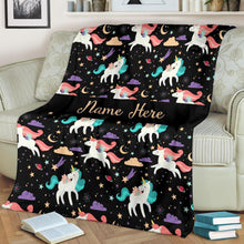 Load image into Gallery viewer, Custom Name Fleece Cartoon Blanket I11 - Unicorn
