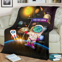 Load image into Gallery viewer, Custom Name Fleece Cartoon Blanket I19 - Space