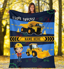 Load image into Gallery viewer, Custom Name Fleece Cartoon Blanket I03 - Truck
