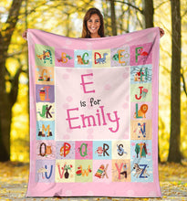 Load image into Gallery viewer, Custom Name Fleece Cartoon Blanket I04 - Alphabets
