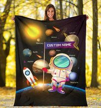 Load image into Gallery viewer, Custom Name Fleece Cartoon Blanket I19 - Space