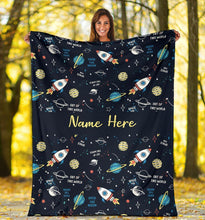 Load image into Gallery viewer, Custom Name Fleece Cartoon Blanket I18 - Space