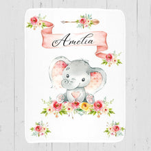 Load image into Gallery viewer, Personalized Name Fleece Blanket - Elephant01