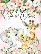 Load image into Gallery viewer, Personalized Name Fleece Blanket - Animals21 Flora