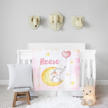 Load image into Gallery viewer, Personalized Name Fleece Blanket - Elephant08 Pink