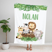 Load image into Gallery viewer, Personalized Name Fleece Blanket - Animal04