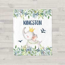 Load image into Gallery viewer, Personalized Name Fleece Blanket - Elephant10