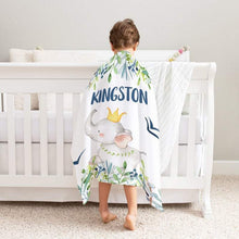 Load image into Gallery viewer, Personalized Name Fleece Blanket - Elephant10