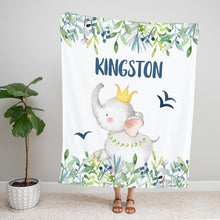 Load image into Gallery viewer, Personalized Name Fleece Blanket - Elephant10