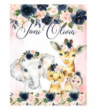 Load image into Gallery viewer, Personalized Name Fleece Blanket - Animals19 Flora