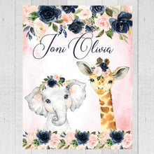 Load image into Gallery viewer, Personalized Name Fleece Blanket - Animals20 Flora