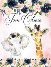 Load image into Gallery viewer, Personalized Name Fleece Blanket - Animals20 Flora