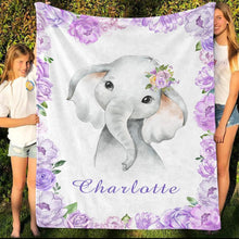 Load image into Gallery viewer, Personalized Name Fleece Blanket 16-Elephant