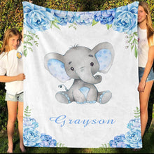 Load image into Gallery viewer, Personalized Name Fleece Blanket 17-Elephant