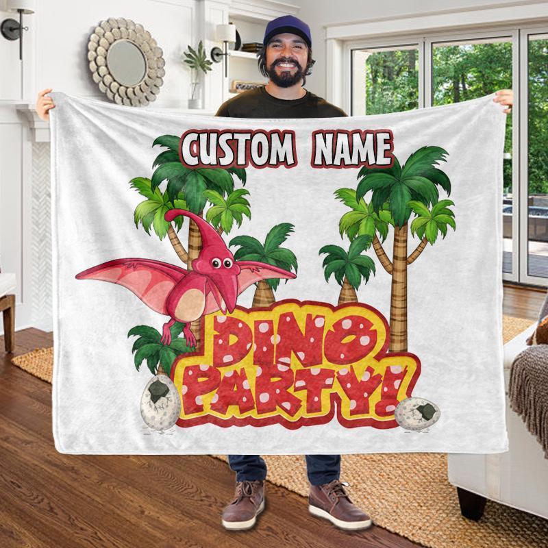 Custom Name Fleece Blanket Dinosaur II01