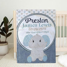 Load image into Gallery viewer, Personalized Name Fleece Blanket - Elephant30

