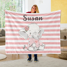 Load image into Gallery viewer, Personalized Baby Elephant Fleece Blanket I03
