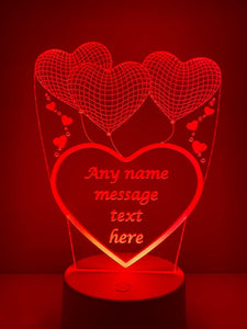 Personalised night light with Love Heart Sign