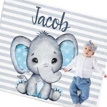 Load image into Gallery viewer, Personalized Name Fleece Blanket 11-Elephant
